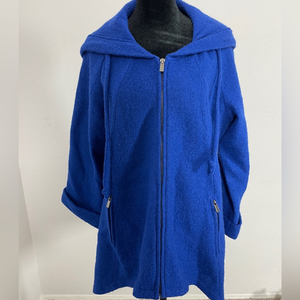 Vintage Blue Wool Cropped Sleeve Pea Coat